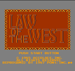 Law of the West title screen for Famicom